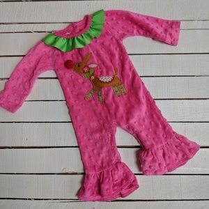 Mud Pie Pink Reindeer Romper (0-6 months)